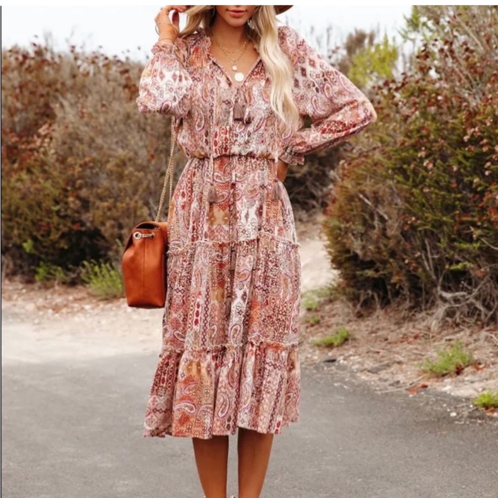 Vici Collection Ruffled Midi Dress size S